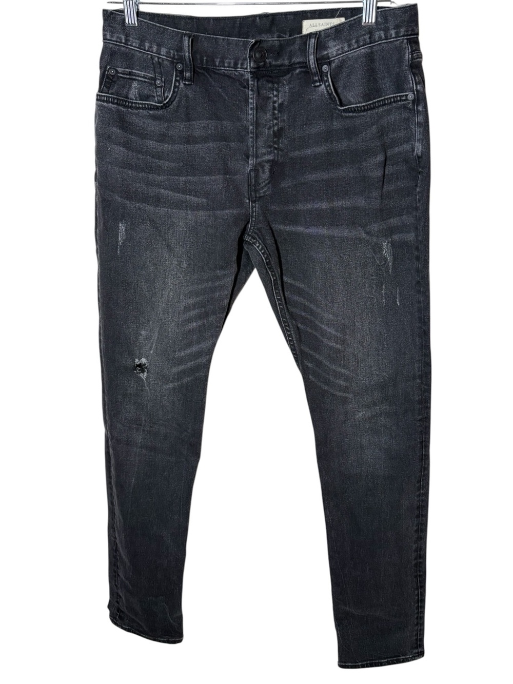 ALL SAINTS Slim Fit Black Men’s Jeans - 32x32 - Gray Distressed